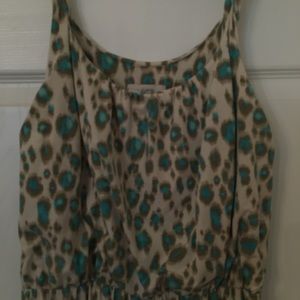 LOFT LEOPARD PRINT MAXI DRESS SZ SMALL TEAL CREAM